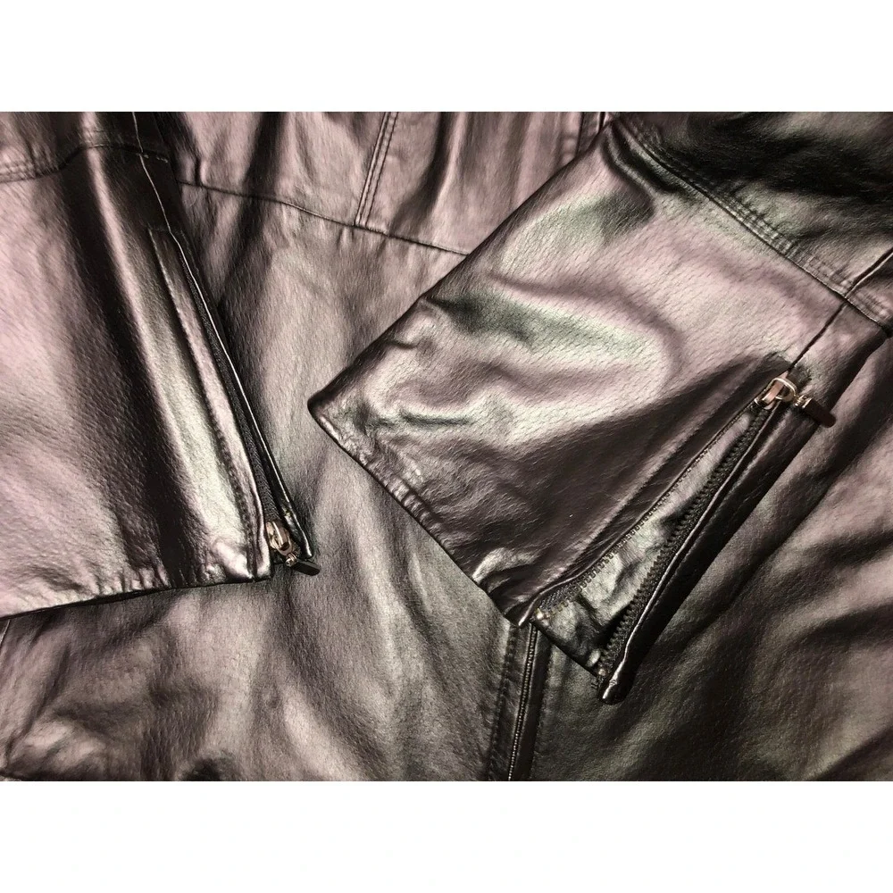 Terry Lewis Jacket Women's 1X Black Leather  Classic Luxuries Sleeve‎ Zippers